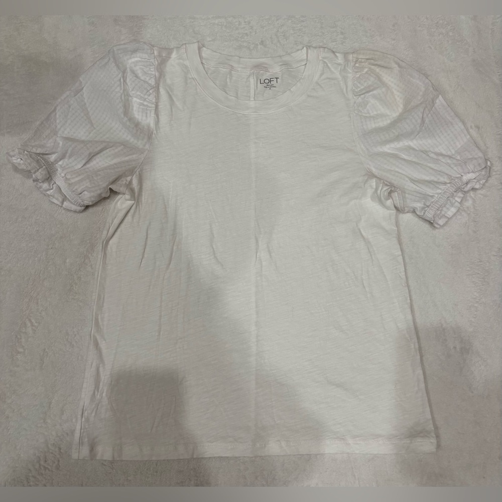 Loft White Puffy Sleeve Top